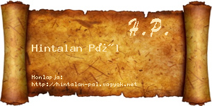 Hintalan Pál névjegykártya